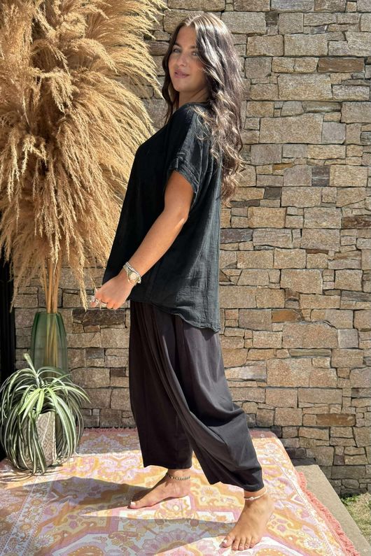 Made in Italy Pure Cotton Ovo Box Top Black /23 =